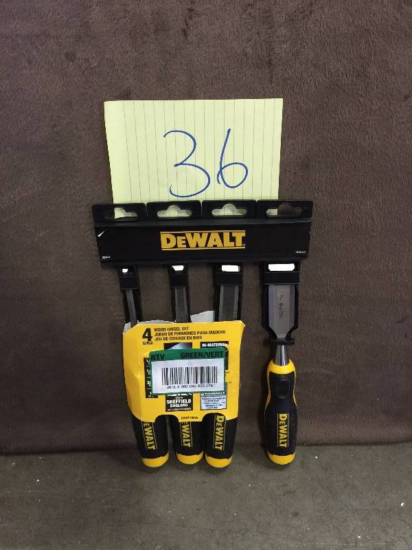 lot 36 image: Dewalt Wood Chisel Set (4-Piece) new