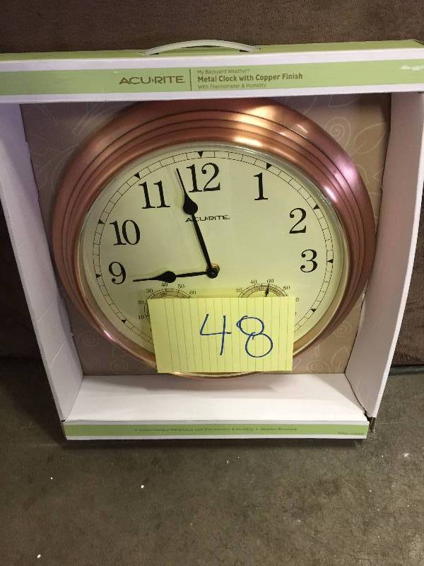 lot 48 image: Acurite Metal Clock Copper Finish