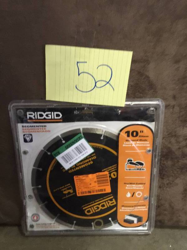 lot 52 image: Ridgid 10 in. Premium Tile Diamond Blade
