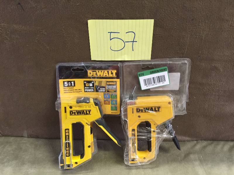 lot 57 image: lot of 2 Dewalt 5 in 1 Multi-Tacker Stapler and Brad Nailer Multi-Tool