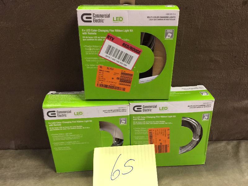 lot 65 image: Lot of 3 Commercial Electric  8 ft. Color Changing LED Flexible Tape Under Cabinet Light with Wireless Remote