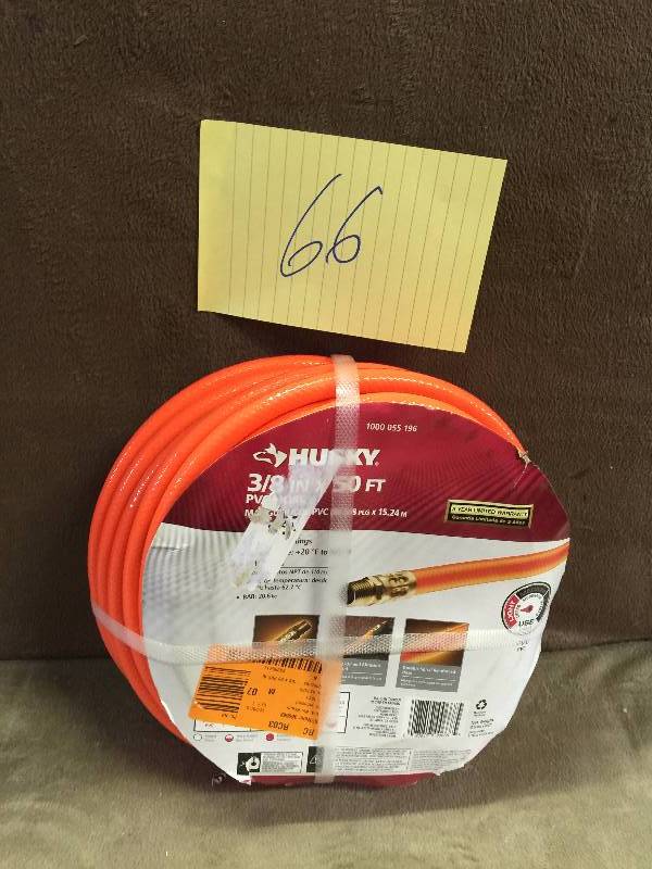lot 66 image: Husky 38 in. x 50 ft. PVC Air Hose new