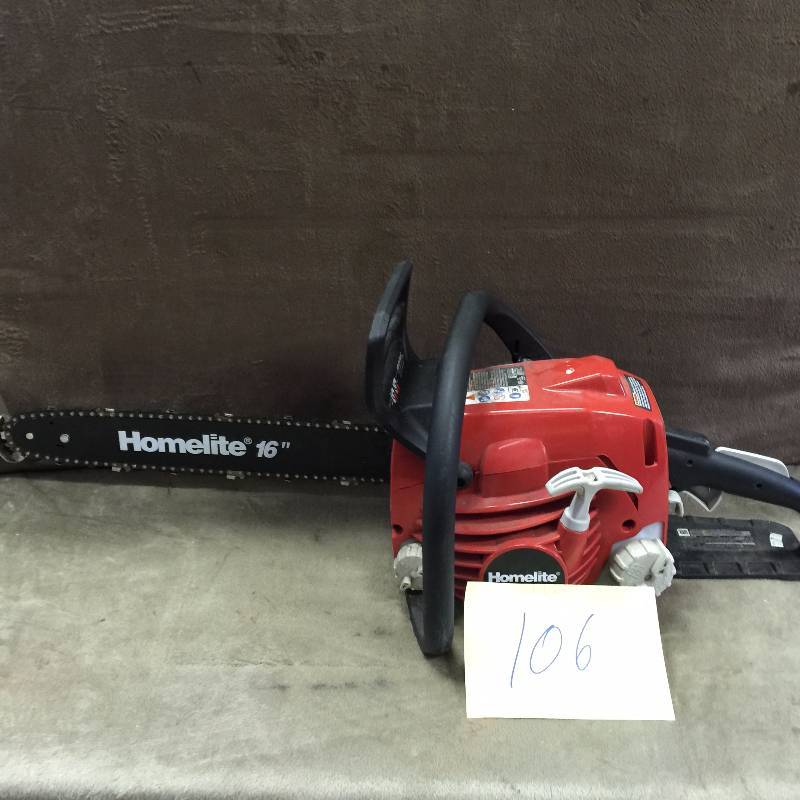 lot 106 image: Homelite 38cc 16 in. Gas Chainsaw used tested works
