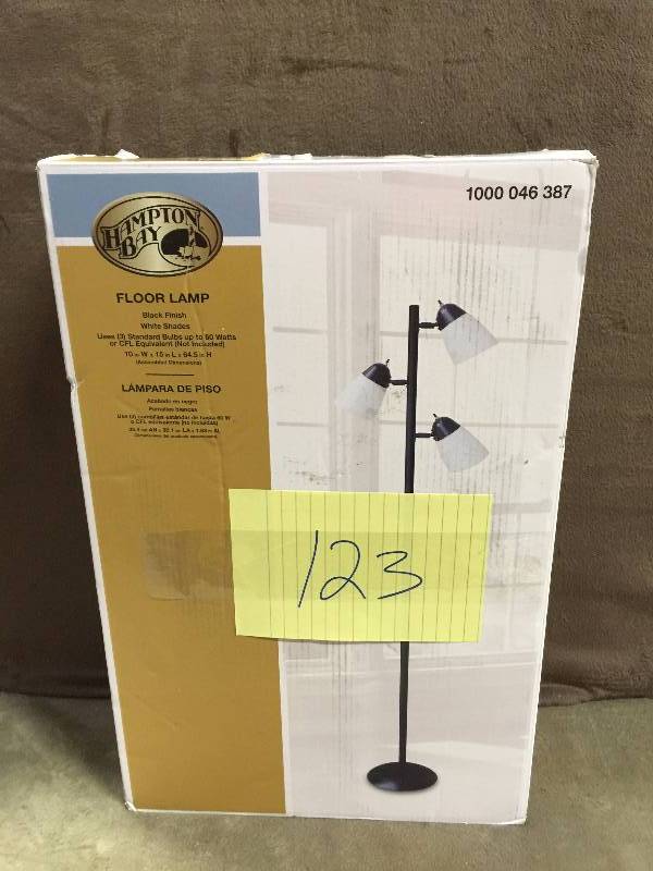 lot 123 image: Hampton Bay 64.5 in. Black Track Tree Floor Lamp-AF40332