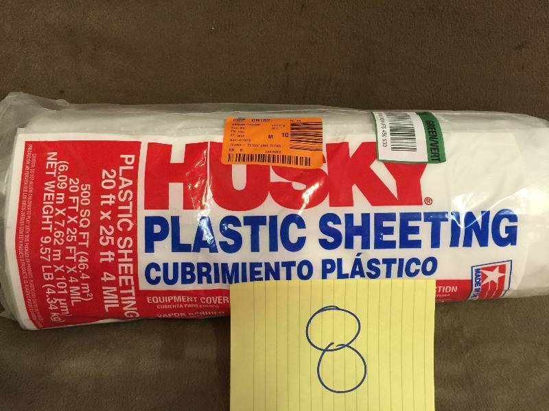 lot 8 image: Husky 20 ft. x 25 ft. Clear 4 mil Plastic Sheeting new