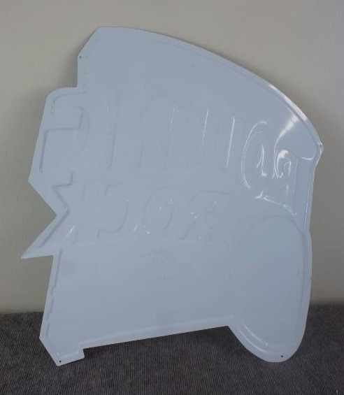 lot 37 image: Rolling Rock Metal Embossed Sign