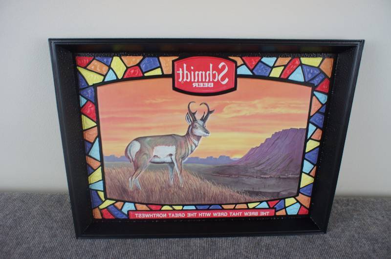 lot 51 image: Schmidt Beer Antelope on the Prairie Embossed Sign