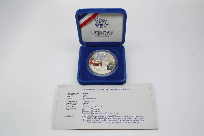 1986 Liberty Silver Dollar Commemorative with COA NO BOXES