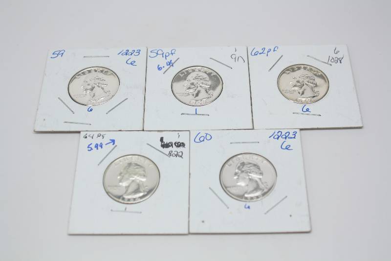 Lot of 5 Proof Washington Quarters