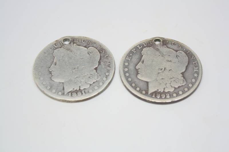 1891-O & 1892-O Holed Morgan Silver Dollars