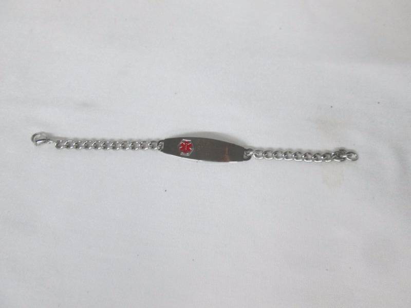 lot 90 image: Stainless Steel Mens Medical ID Bracelet