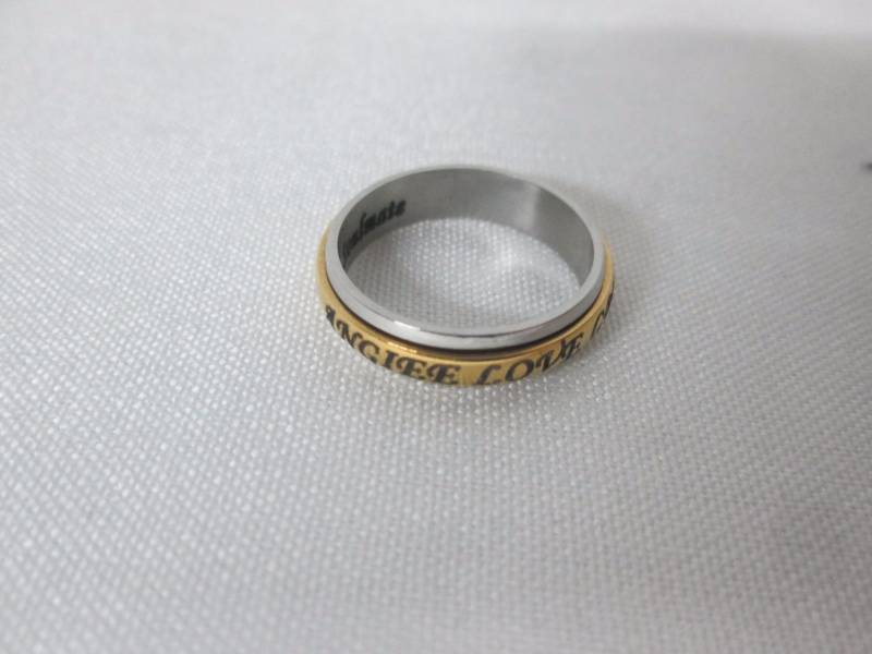 lot 85 image: Ladies Stainless Steel Personalized Couples Spinner Band