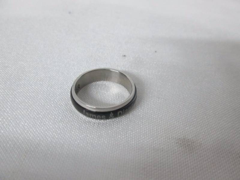 lot 82 image: Stainless Steel Ladies Personalized Couples Spinner Ring