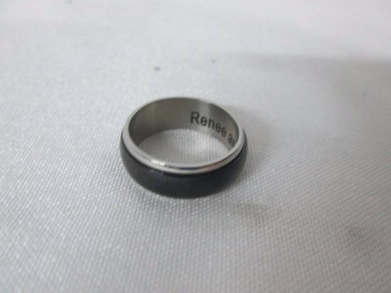 lot 81 image: Stainless Steel Mens Personalized Couples Spinner Ring