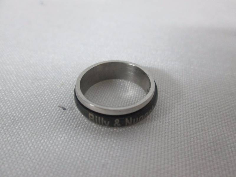 lot 80 image: Stainless Steel Ladies Personalized Couples Spinner Ring