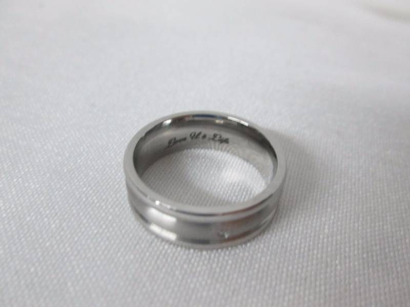 lot 77 image: Unisex Stainless Steel CZ Personalized Name Ring