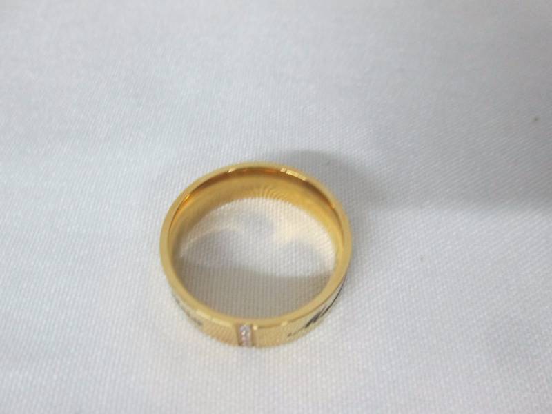 lot 76 image: Mens Goldtone Personalized CZ Band