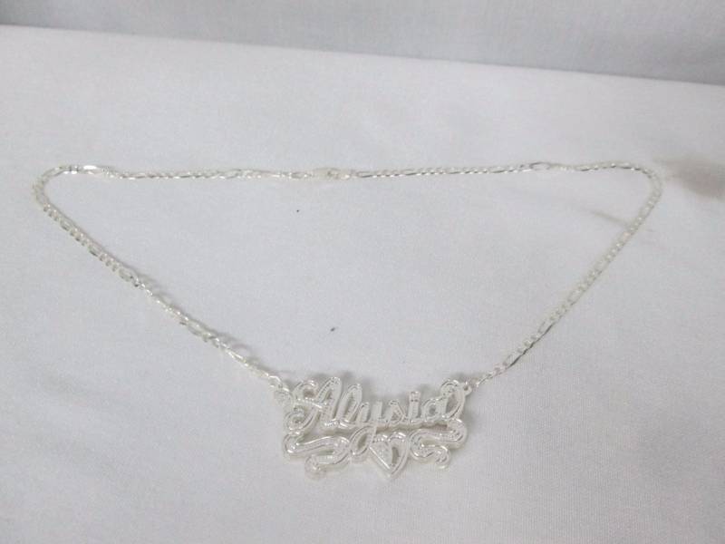 lot 66 image: Sterling Silver 3D Nameplate Necklace