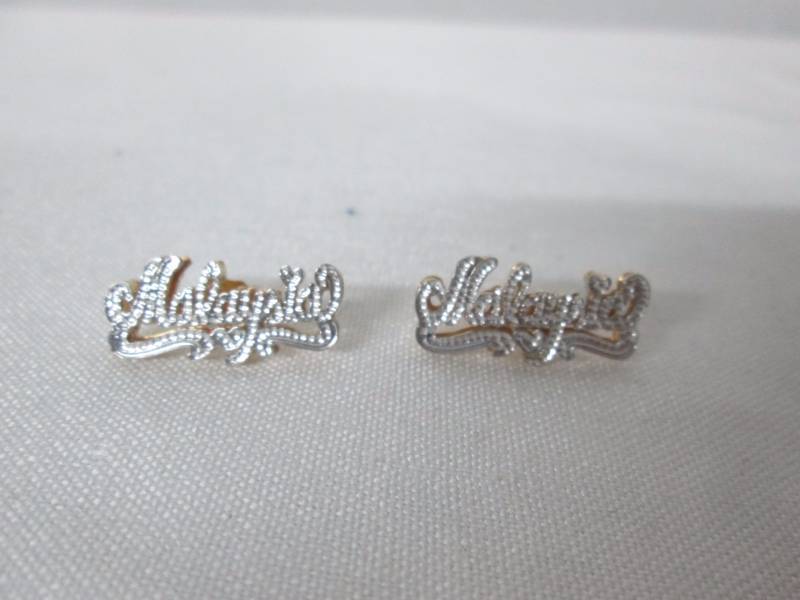 lot 67 image: 24K Gold-Plated Silver Name Earrings