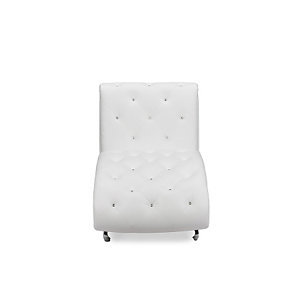 lot 2 image: Pease White Faux Leather Chaise Lounge