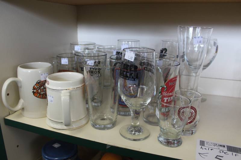 lot 5 image: Half Shelf Lot of Miscellaneous Glassware, Beer Steins