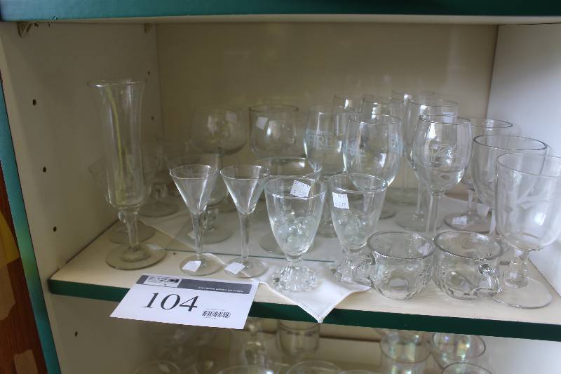 lot 104 image: Shelf Lot of Glassware