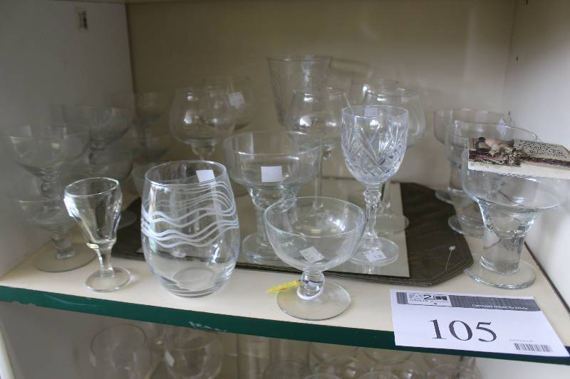 lot 105 image: Shelf Lot of Glassware