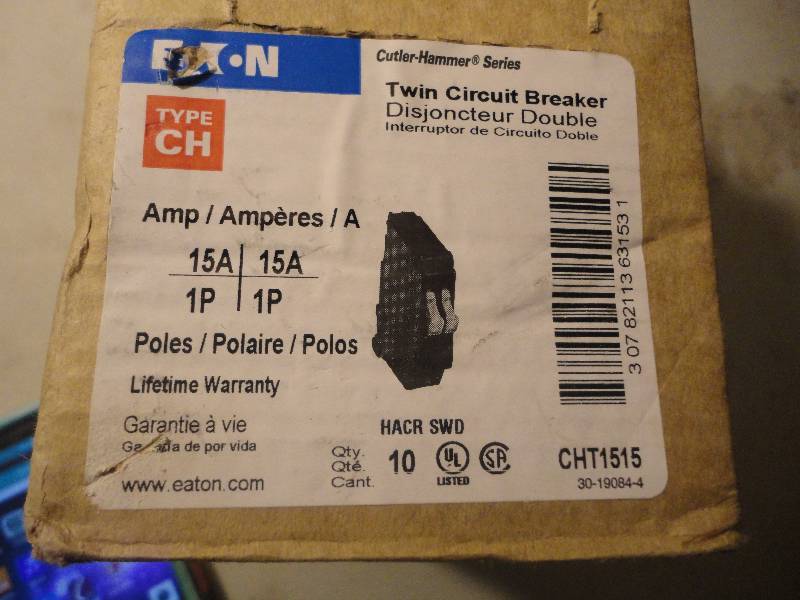 Eaton Twin Circuit Breaker 15 Amp - box of 10