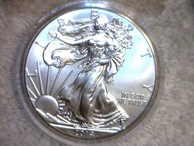 lot 21 image: 2014 P BU Liberty Walking Liberty Silver Dollar, 99.9%, one ounce Silver