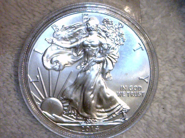 lot 20 image: 2014 P BU Liberty Walking Liberty Silver Dollar, 99.9%, one ounce Silver