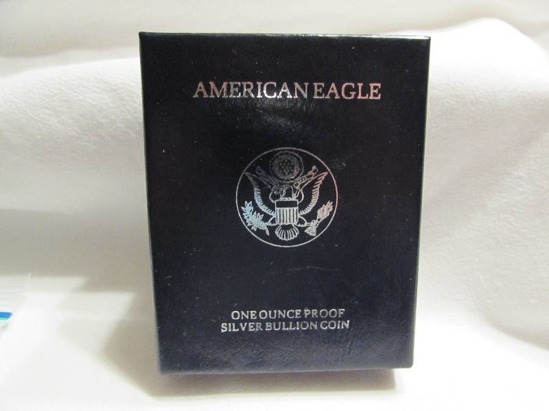 lot 56 image: 1991 American Eagle One ounce Silver Proof Coin, in box
