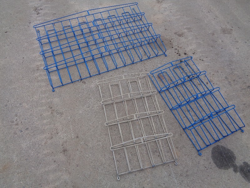 lot 27 image: 3 Metal Magazine Racks  Book Racks