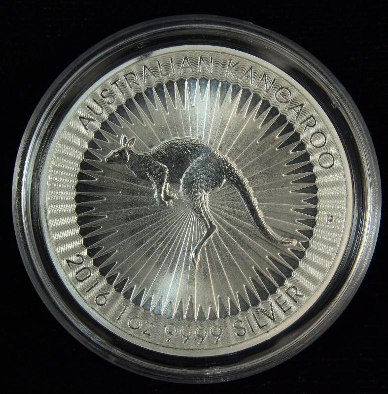 2016 AUSTRALIA KANGAROO 1 TROY OZ. .9999 FINE SILVER COIN IN AIRTITE HOLDER