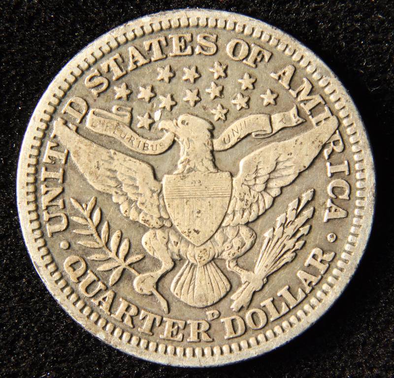 1908-D BARBER SILVER QUARTER FINE
