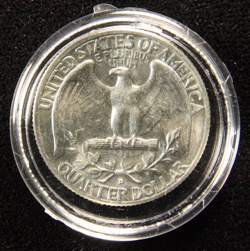1963-D WASHINGTON SILVER QUARTER AU IN AIRTITE HOLDER