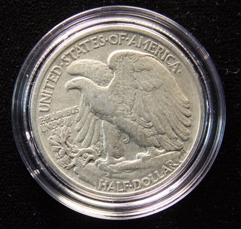 1937 WALKING LIBERTY SILVER HALF DOLLAR FINE IN AIRTITE HOLDER