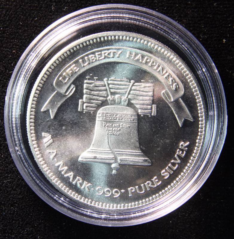 1 TROY OZ. .999 FINE SILVER 1986 A-MARK LIBERTY ROUND IN AIRTITE HOLDER