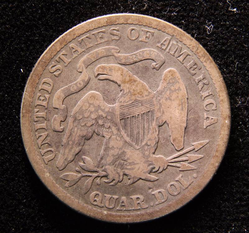 1876 US SEATED SILVER QUARTER VG
