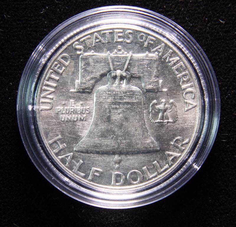 1963-D FRANKLIN SILVER HALF DOLLAR IN AIRTITE HOLDER