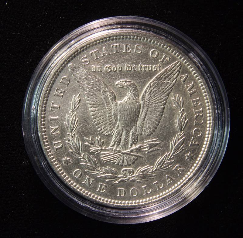 1890 MORGAN SILVER DOLLAR AU DETAILS CLEANED IN AIRTITE HOLDER