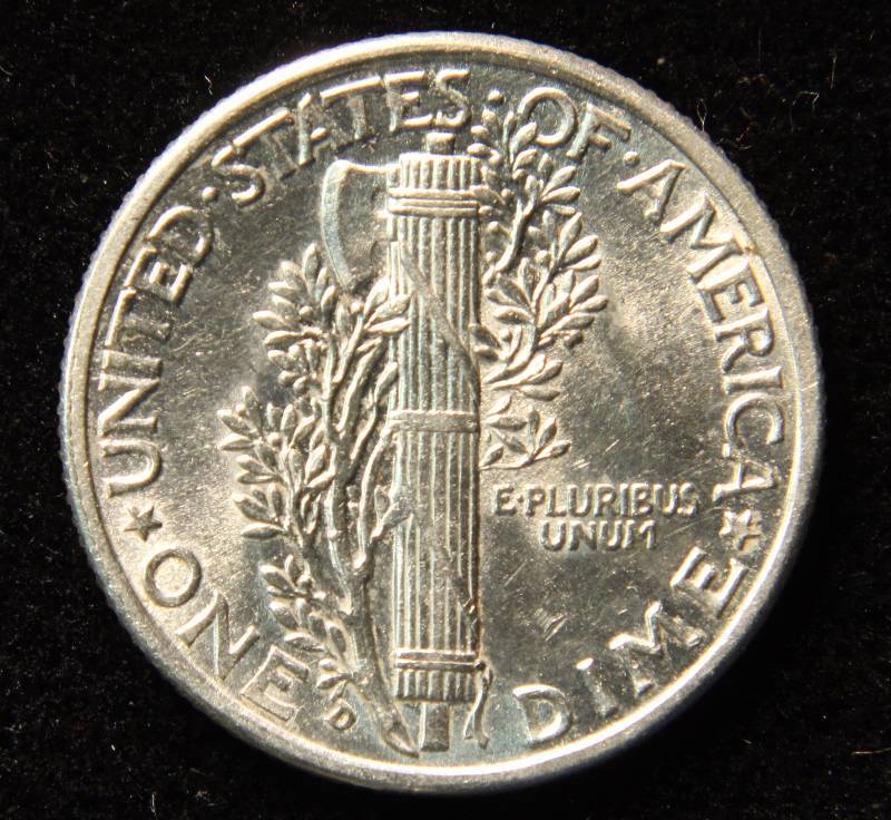 1936-D MERCURY SILVER DIME UNC DETAILS