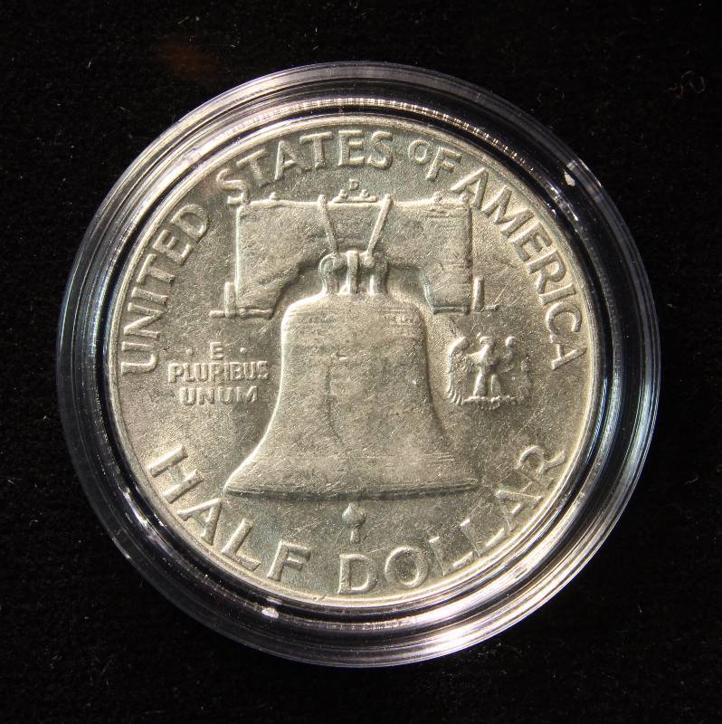 1960-D FRANKLIN SILVER HALF DOLLAR IN AIRTITE HOLDER