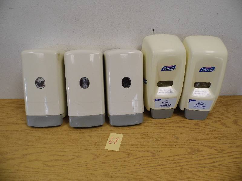 lot 68 image: Soap & Santaizer Dispensers w Trash Can