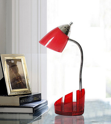 lot 17 image: Kimball Kids Desk Lamp with Organizer - Red