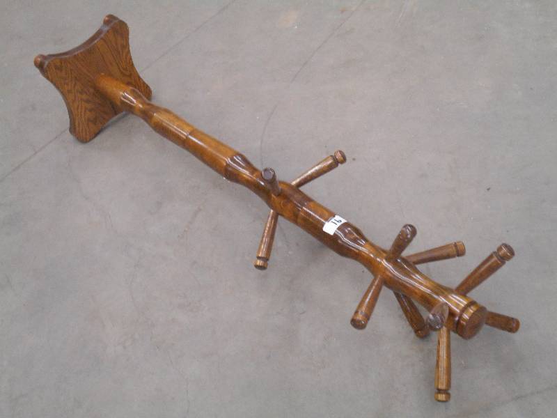lot 91 image: Handmade 5ft Oak Coat Rack, In Nice...