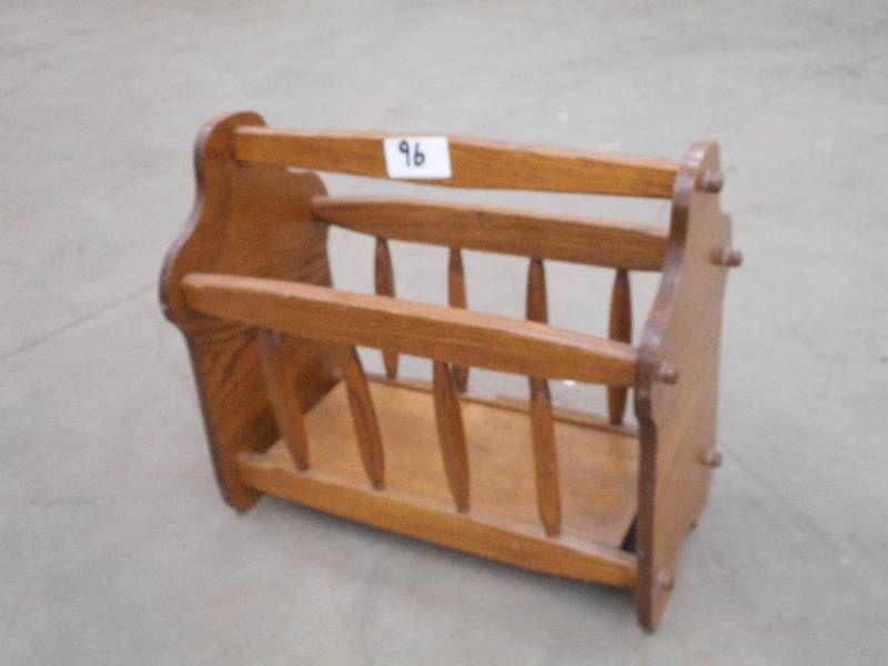lot 96 image: Nice Handmade Oak Magazine Rack ...