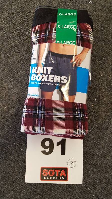 lot 91 image: HATHAWAY 3PK KNIT MENS BOXERS  XL