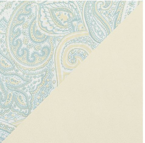 lot 93 image: Cozelle Cream $ Blue Paisely Print to Solid Cream Reversible 5-Piece Comforter Set  Cal King