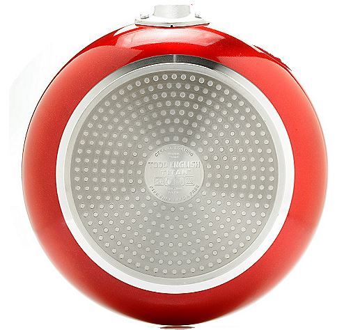 lot 116 image: Todd English Sparkle 3 Piece Set Titanium-Ceramic Covered Fry Pans Red