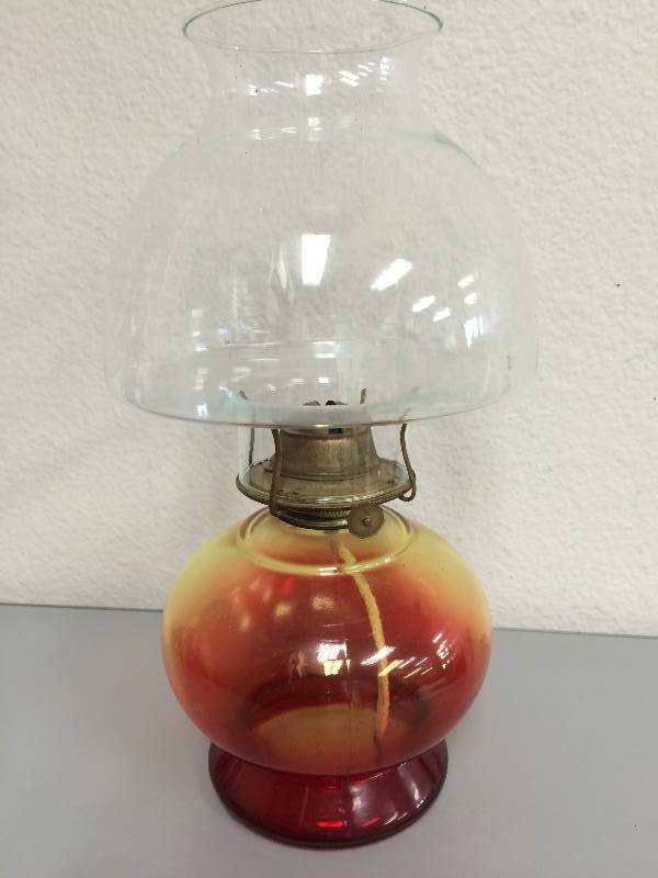 lot 12 image: Hurricane Lamp - Orange